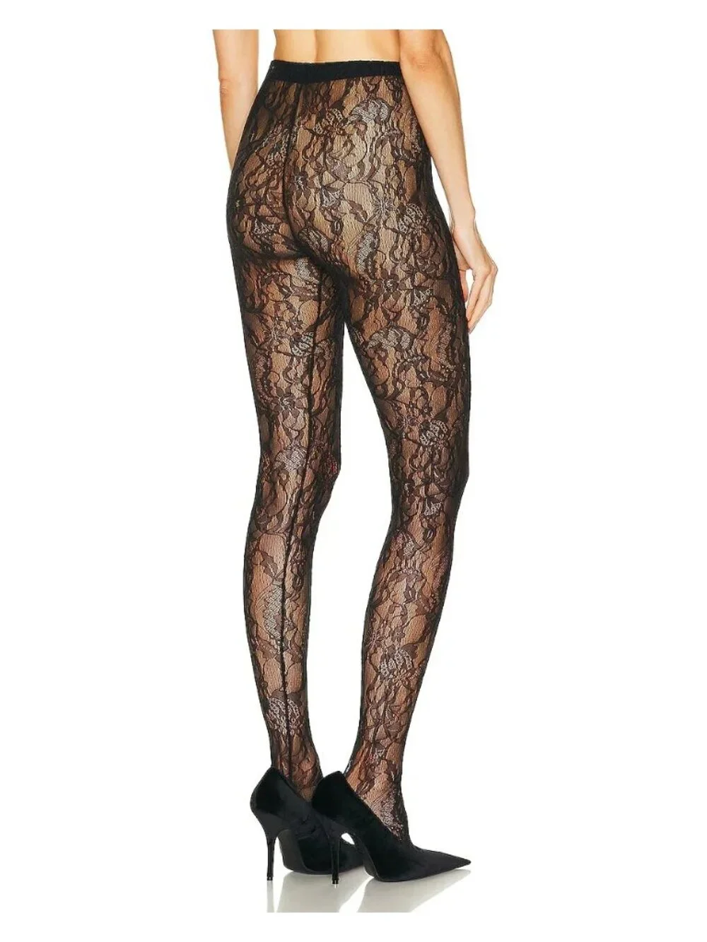 WARDROBE.NYC Lace Tights in Black
